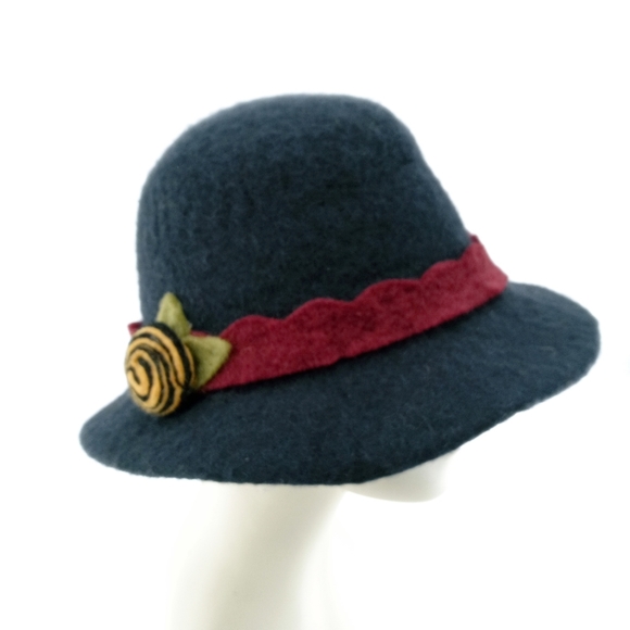 Handmade Black Boiled Wool‎ Brim Hat - Picture 6 of 6